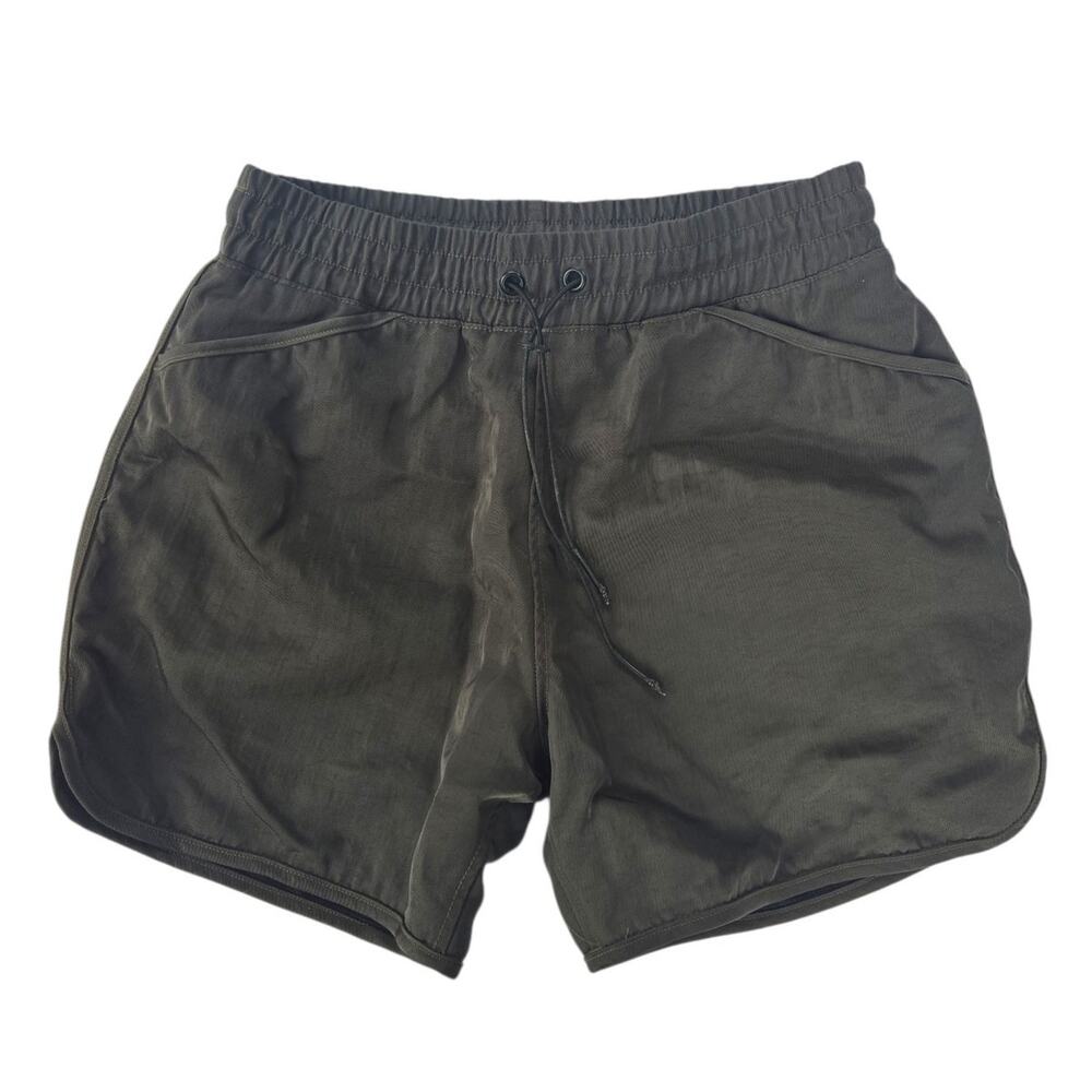 BTFL | Dark Green Pull-On Nylon shorts w/Leather Drawstring | Size Medium